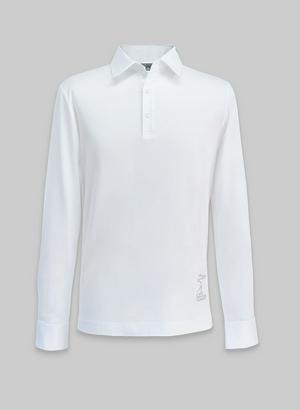 Men's Woven Trim Long Sleeve Polo